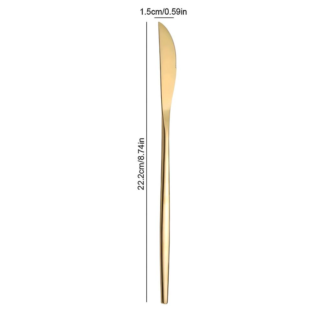 Luxus Gold Edelstahl Portugiesisches Westliches Besteckset: Steakmesser, Gabel, Löffel, Tragbare Hülle enthalten.