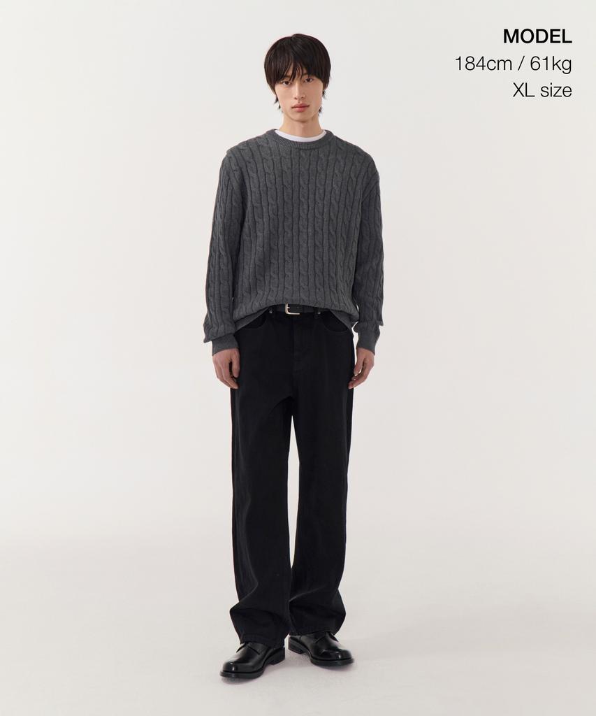 MUSINSA STANDARD Cotton Cable Crew Neck Knit [Gray]