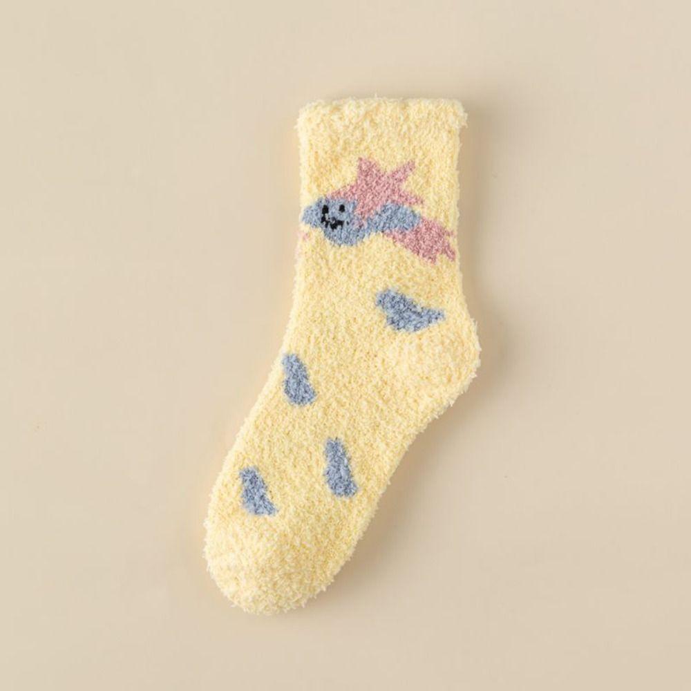 Warm Cotton Socks Winter Floor Socks Sleep Socks Coral Velvet Socks  Women