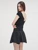 Etmont Strap Shirring Mini Skirt Black