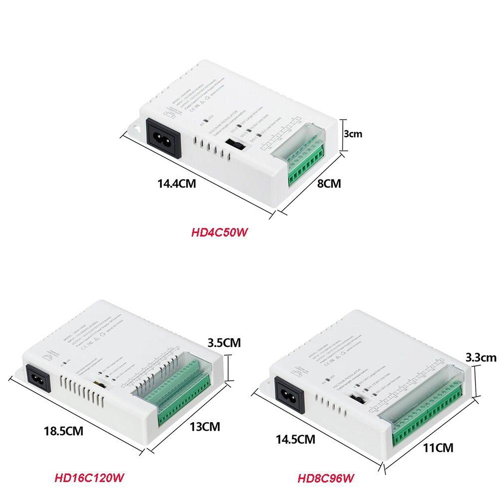 4/8/16 Channels CCTV Camera Power Supply Adjustable Switching 12V-13.8-15VDC Output Power Supply Distribution 90V-264VAC Input