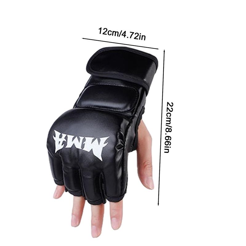 PU Half Finger Boxing Gloves PU Leather MMA Fighting Kick Boxing Gloves Karate Muay Thai Training Workout Gloves Training Gear