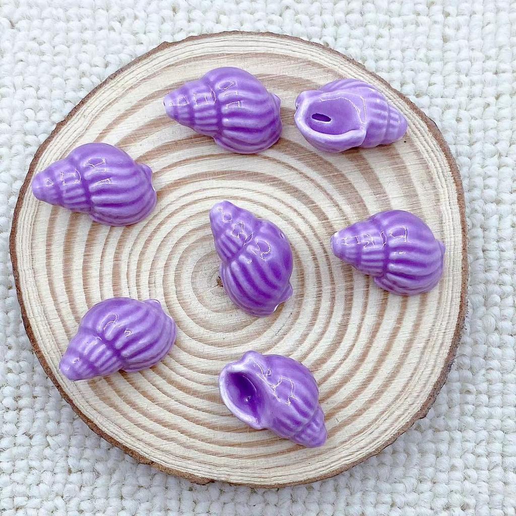 DW43 10Pcs Fashion Conch Shape Good-looking Ceramic Porcelain Beads DIY Handmade Pendant Bracelet Necklace Accessories Jewelry