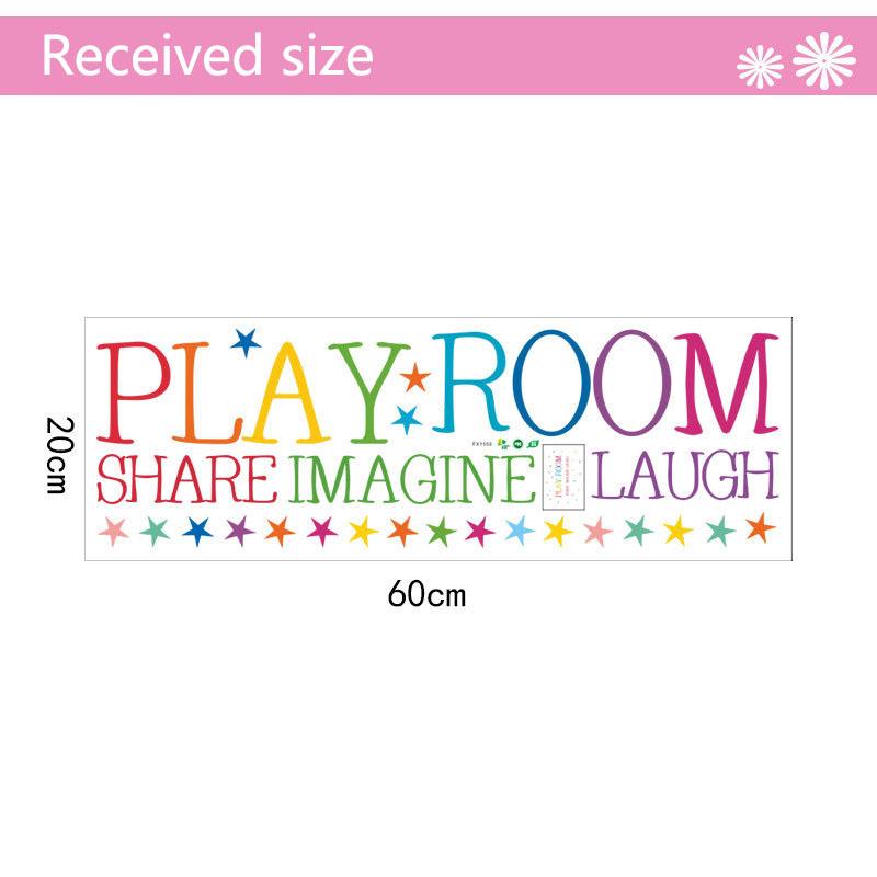 Play Room Colorful Lettering Wall Stickers, Inspirational Quote Decals for Kids Playroom, Nursery and Home Wall Decor