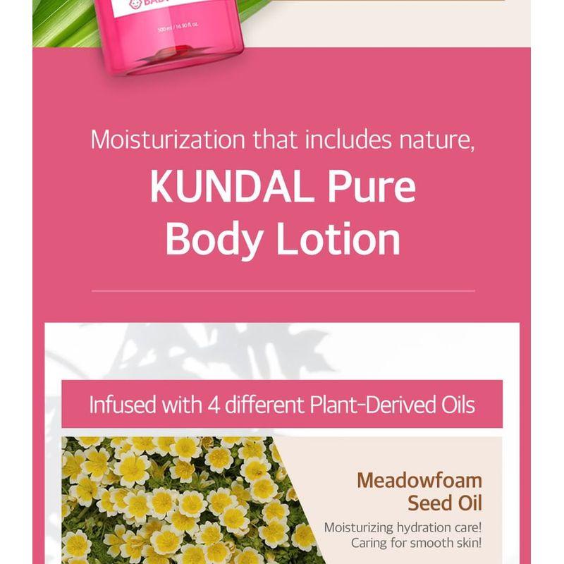 KUNDAL Loção Corporal Hidratante Refrescante Pura Natural de Mel e Macadâmia - 7 Tipos