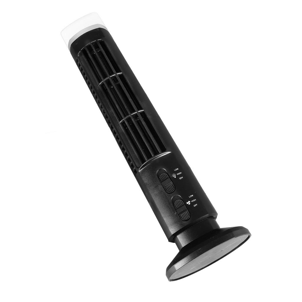 Bladeless Tower Fan Portable USB Desk Fan with Light for Home Bedroom  