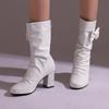Women's High-heeled Boots Autumn and Winter New Thick-heeled Solid-color Large-size Medium Boots