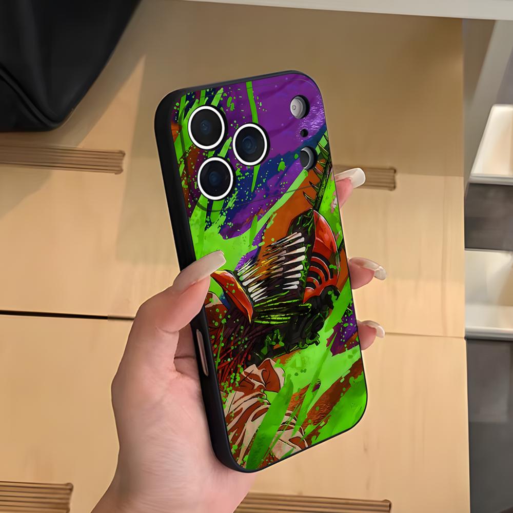 

Anime C-Chainsaw Man Phone Case For IPhone 17 Air 16 E Pro Max 15 14 13 Mini 12 Pro 11 Max Plus Black Soft Shell iPhone17