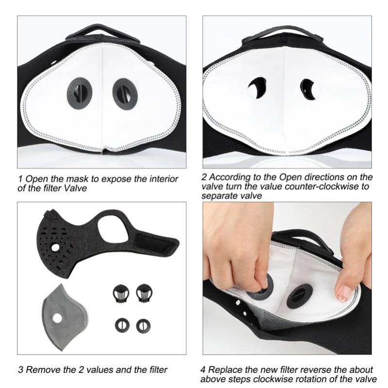 Cycling Face Mask with Activated Carbon Filter Anti Pollution Dust Proof Bicycle Mask Washable Breathable Outdoor Sport Training