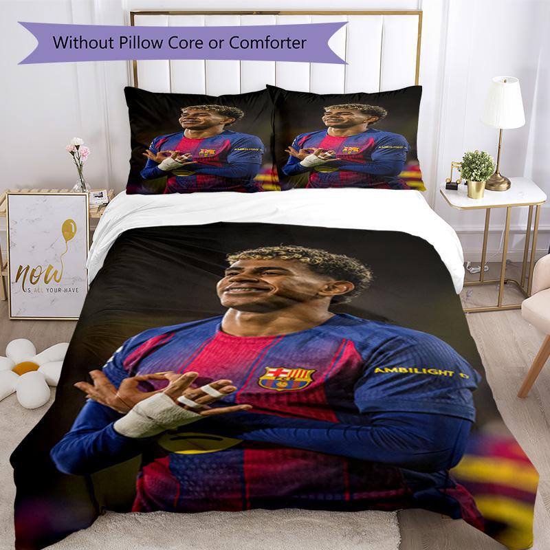 Lamine Yamal Fcb World Cup Champion Bedding Set,Premium Bed Linen for Bedroom Home Decoration,Perfect Collectible Gift for Messi Fans,Easy Care Duvet 