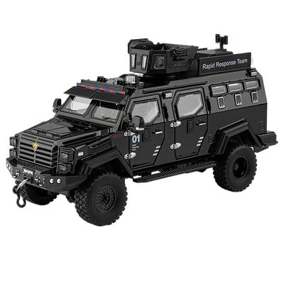 1/24 Alloy Sword Toothed Tiger Explosion Proof Car Model Diecast Police Armored Off-road Vehicles Car Model Sound Light Toy Gift