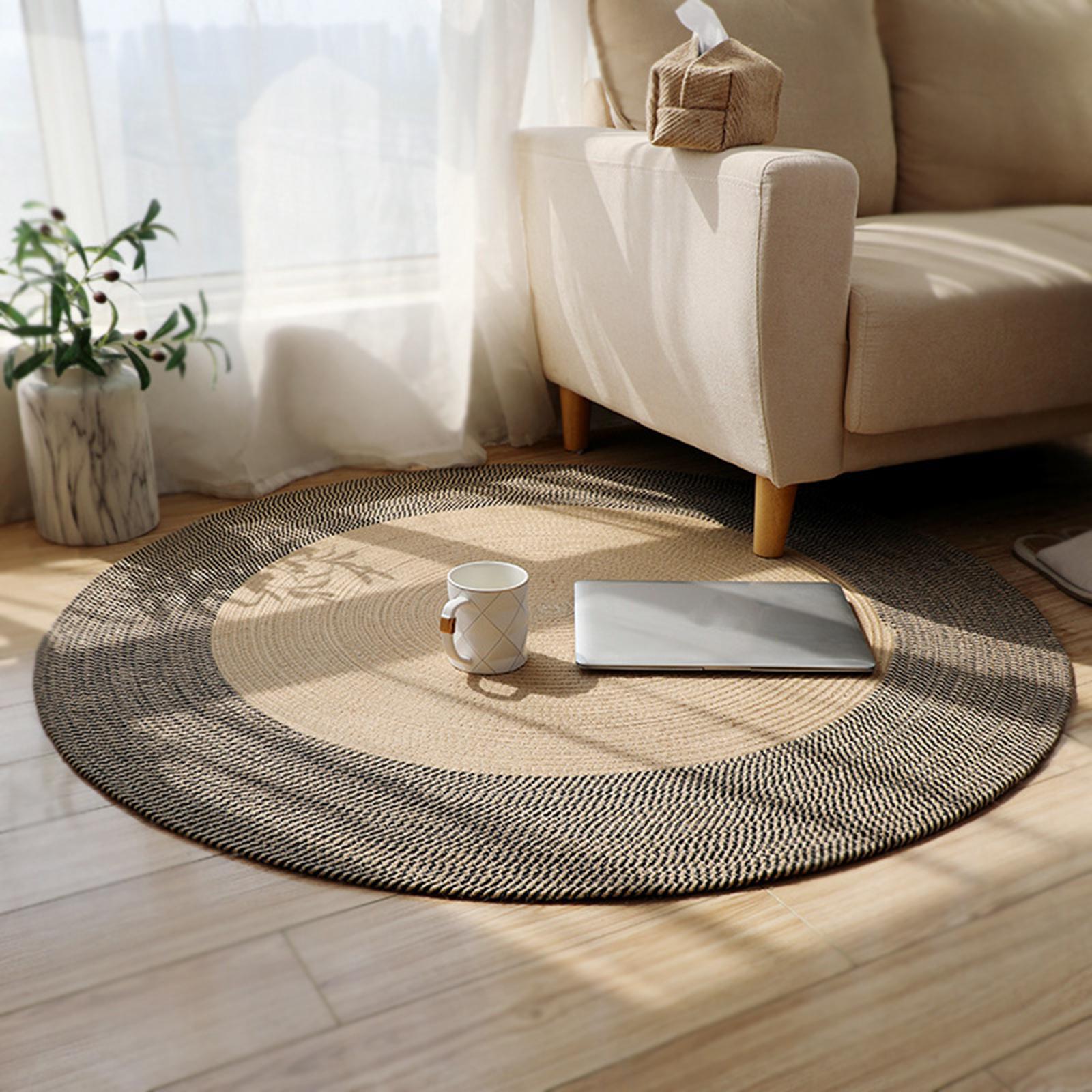 Hand Woven Jute Braided Rug Distressed Throw Rugs Floor Mat for Living Room