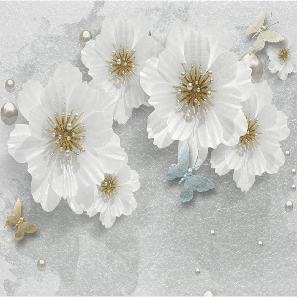 Mural White Vintage 3d Jewels Flowers Wallpaper Living Room Sofa Tv Background Wall Murals