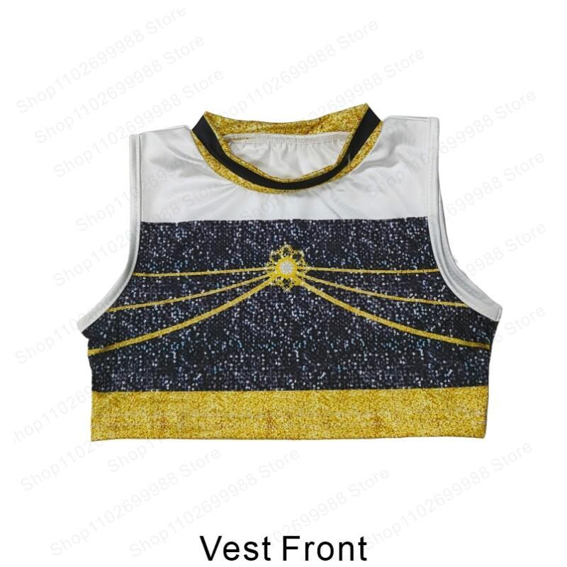 Film K Pop Démon Mira Bílý Třídílný Kostým 3D Tištěná Bunda Vesta Sukně Set Dívčí Halloweenská Párty Lovci Cosplay Oblečení