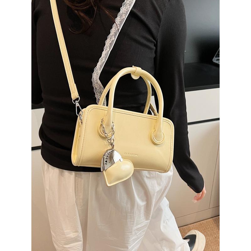 2025 New Fashion Versatile Bowling Handbag Solid Color PU Styling Pillow Bag One Shoulder Crossbody Bag Small Square Bag