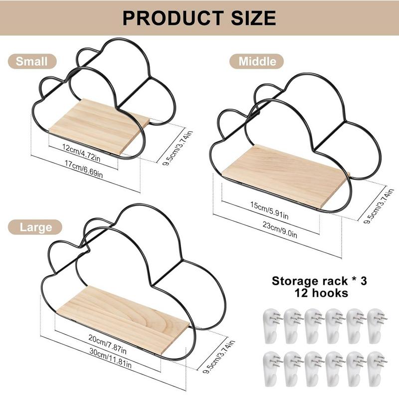 Floating Shelf Cloud Floating Shelves for Bedroom 3 Pieces Storage Organizer Modern Shelving Rack Home Decor for Living Room