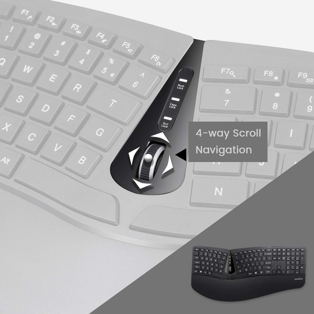 Perixx Wireless Ergonomic Keyboard Vertical Mouse Left and Right Separated Adjustable Palm Flat Membrane English Official Warranty Periduo-605 & Set,
