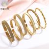 European & American Luxury Woven Titanium Steel Bangle with Gold Electroplating - Simple Fashion Open Design