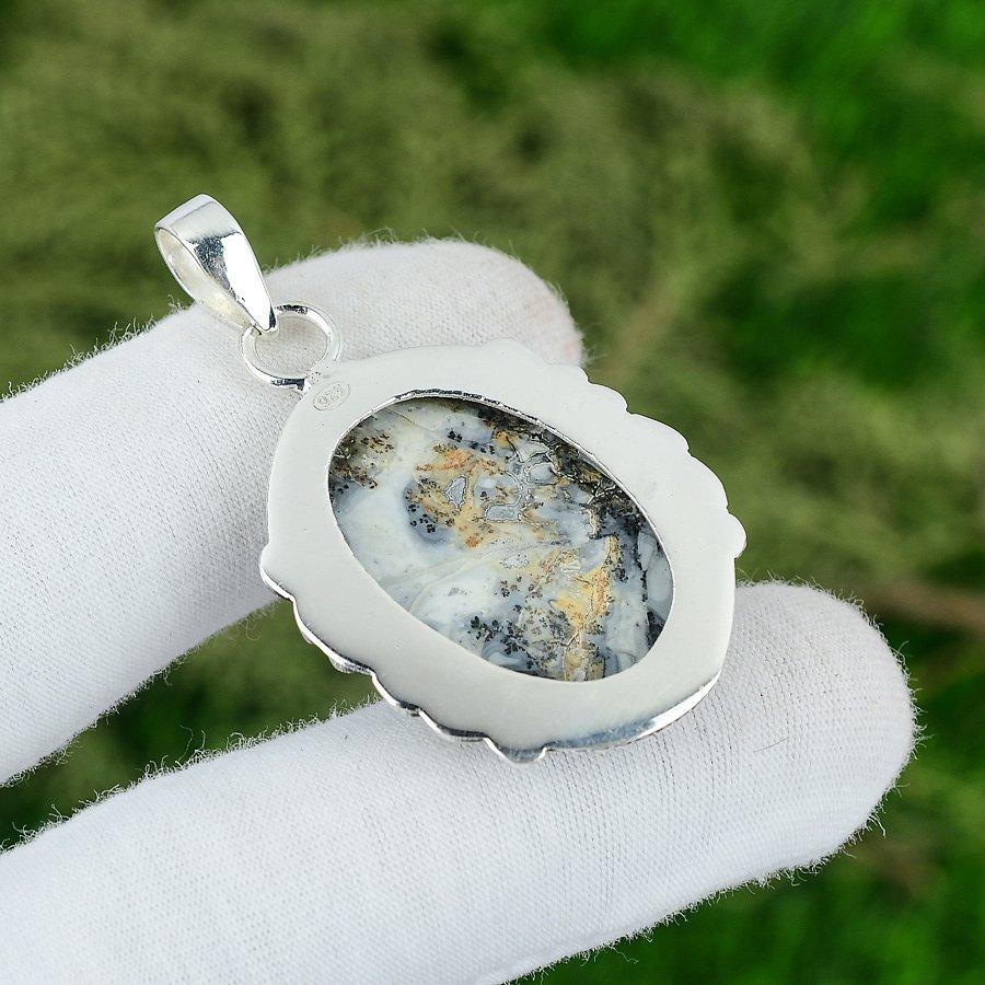 Natural Maligano Jasper Gemstone Jewelry 925 Sterling Silver Pendant For Girls