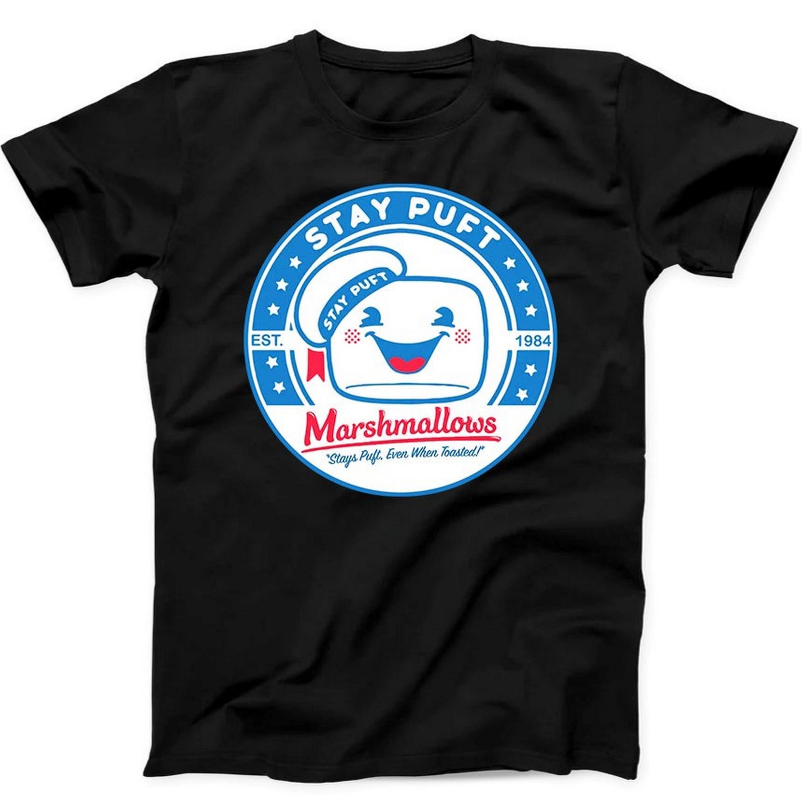 Stay Puft Ghostbusters 80s Cult Film Marshmellow Funny Gift Black T Shirt B72 XL