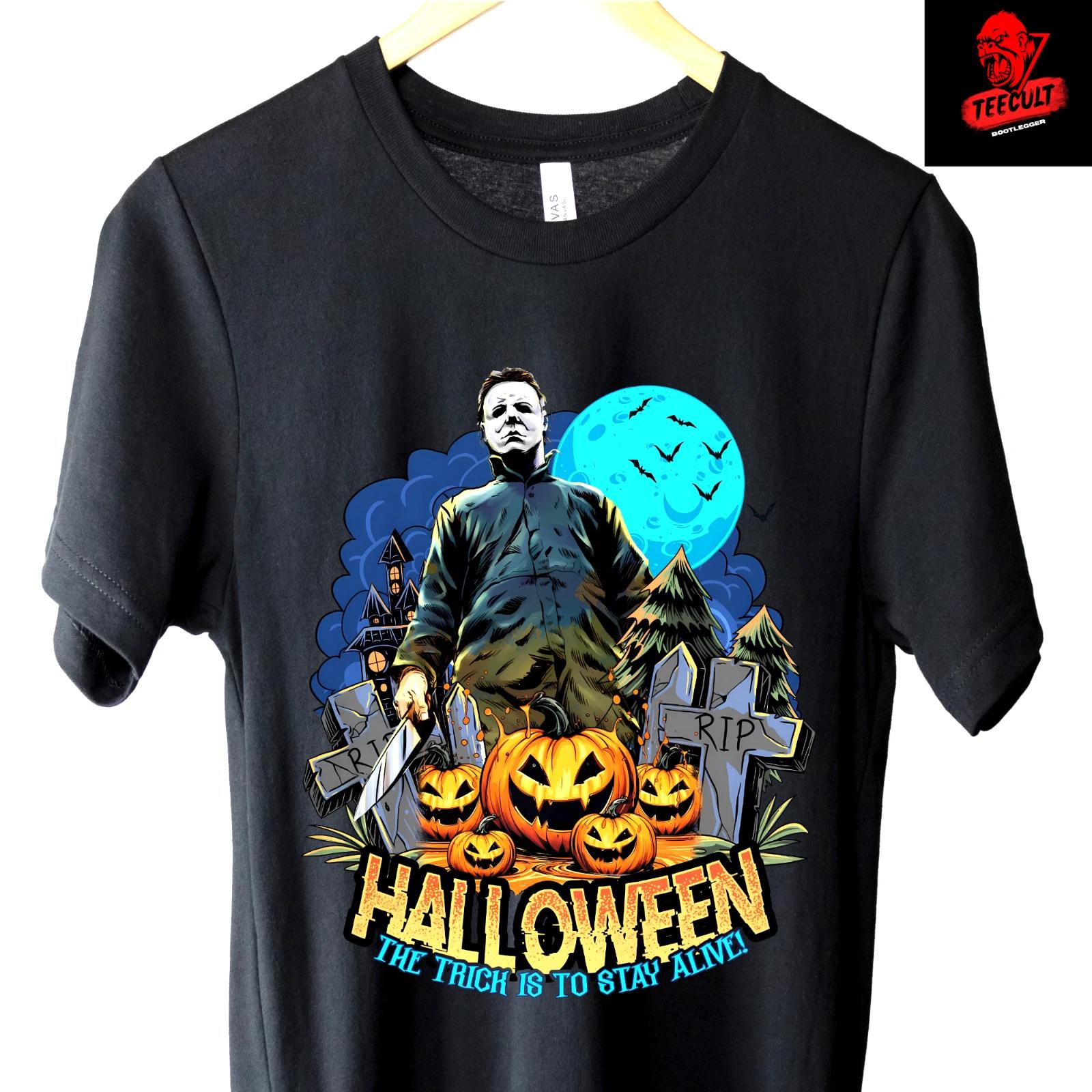 Men s and Women s T-shirts Michael Myers Horror Movie Halloween Pumpkin Unisex XS