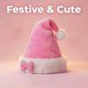 Fluffy Santa Hat Pink Bow Red White Plush Hat New Christmas Hat  for Christmas Party