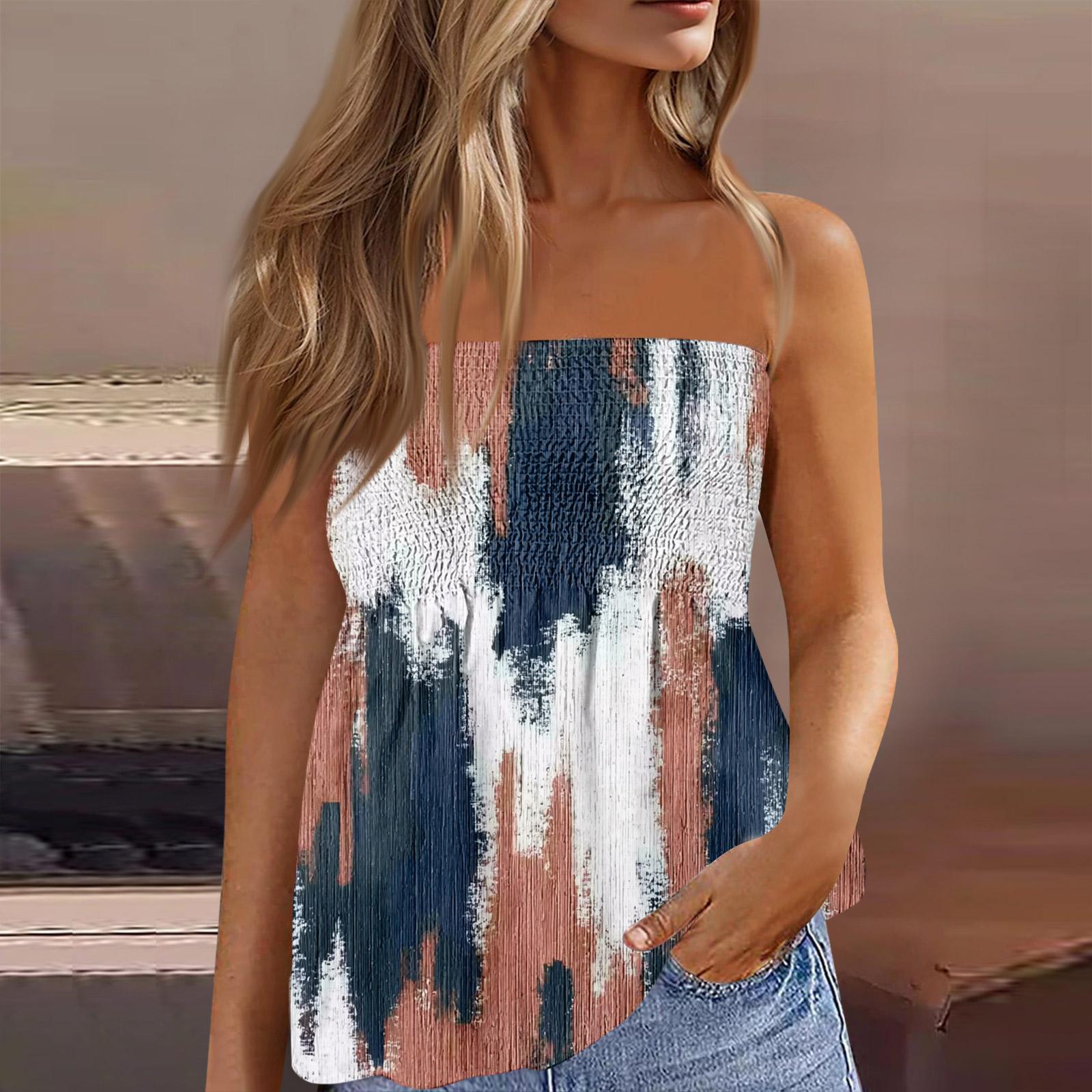 

Women s Fashionable And Sexy Backless Elastic Floral Print Strapless Slimming T-shirt Top XL жовтий