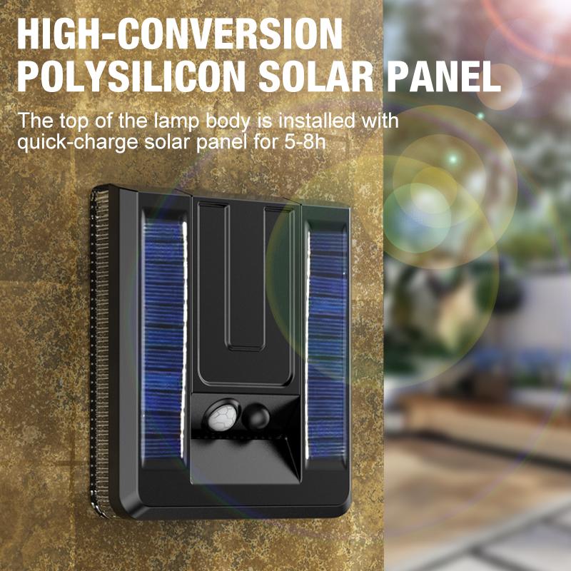 New Solar Outdoor Led Garden Wall Light, a Variety of Modes of Waterproof Motion Sensor, for Garden Garden Road Safety Lighting