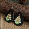 New European & American Christmas Tree Star PU Leather Earrings