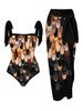 New One-piece Swimsuit Multi-color Printed Hip-wrapped Gauze Skirt Anti-light Two-piece Sunscreen Swimsuit