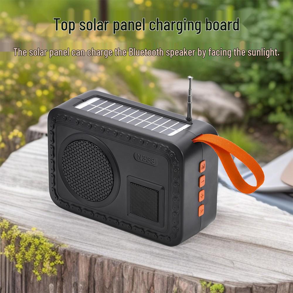 Solar-Powered Wireless Bluetooth Speaker with USB and Card Slot