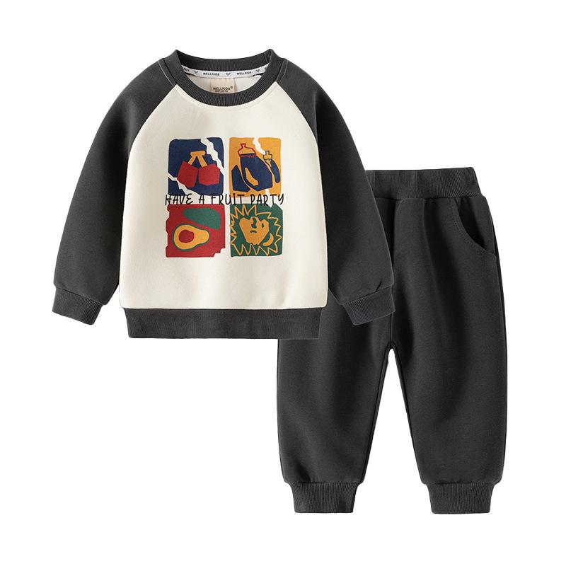 Boys Cartoon Outfit Set Sweatshirt and Jogger Pants Two Piece Tracksuit Casual Clothing for Toddler and Kids