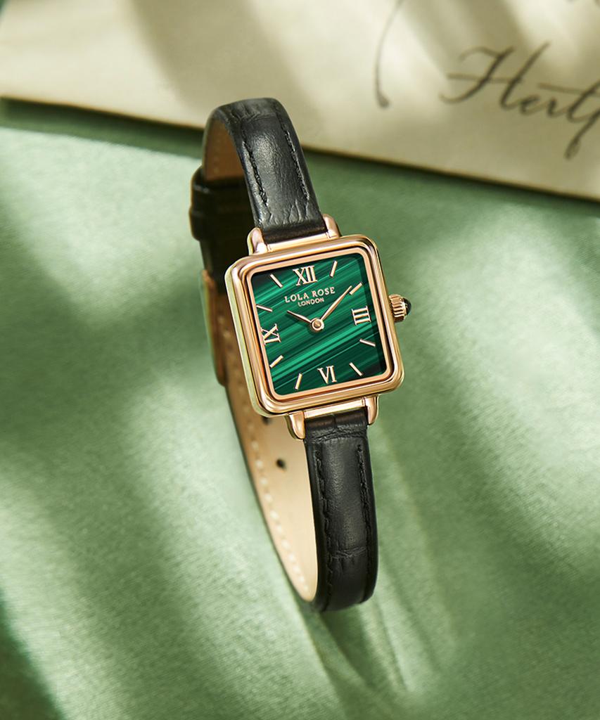 Lollalojeu Cube Malachite Women'S Leather Watch