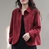 Women Lapel Collar Corduroy Shirt Coat Spring And Autumn Female Long Sleeved Cardigan Blouse Jacket Korean Ladies Blaus Top