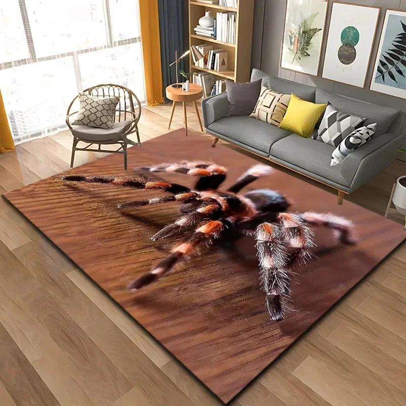3D Spinne Krabbeln Tier Teppich Halloween Horror Matte Süßes oder Saures Teppiche Teenager Schlafzimmer Bodenmatte Festival Heimdeko Fußmatte