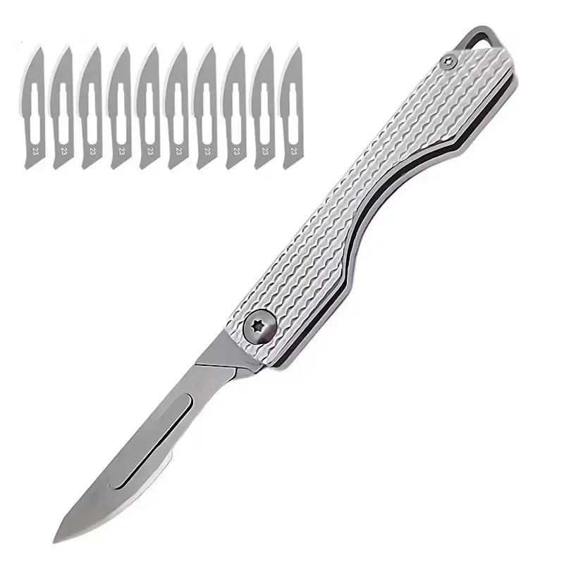 New Mini Art Knife Outdoor Folding Keychain Small Blade Sharp High Hard Portable EDC Surgical Handle Mini Portable