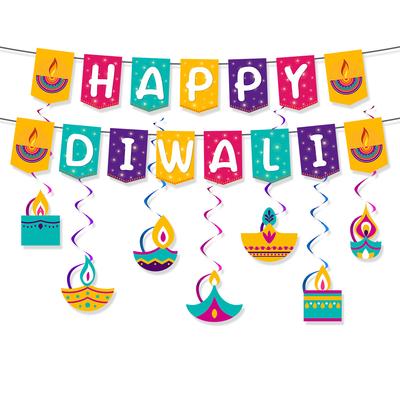 India Diwali Party Decoration Happy Diwali Alphabet Flag Spiral Pendant