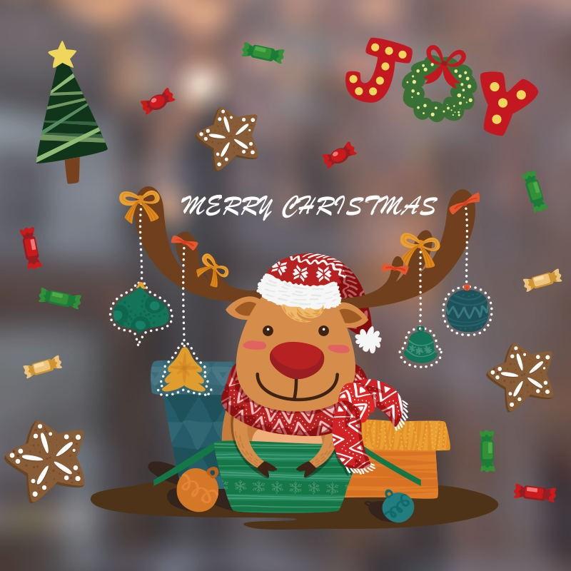 New Pvc Christmas Static Cling Window Decor Featuring Festive Santa Claus Design