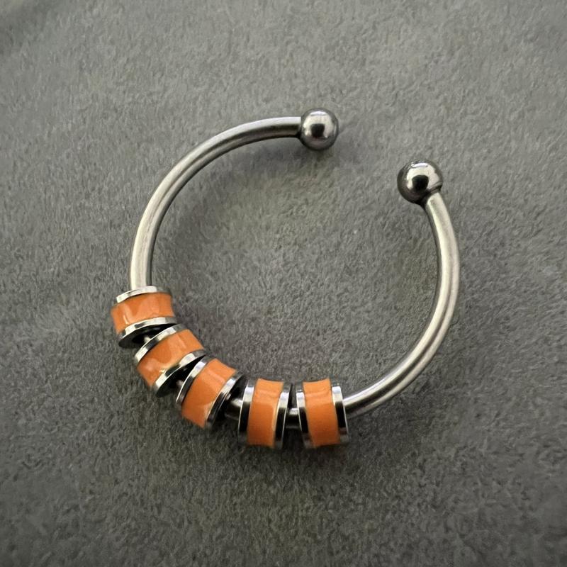 Women Men Open Ring Adjustable Anxiety Relief With Enamel Bead Opening Decoration Accessory Stacking Spinning Ring