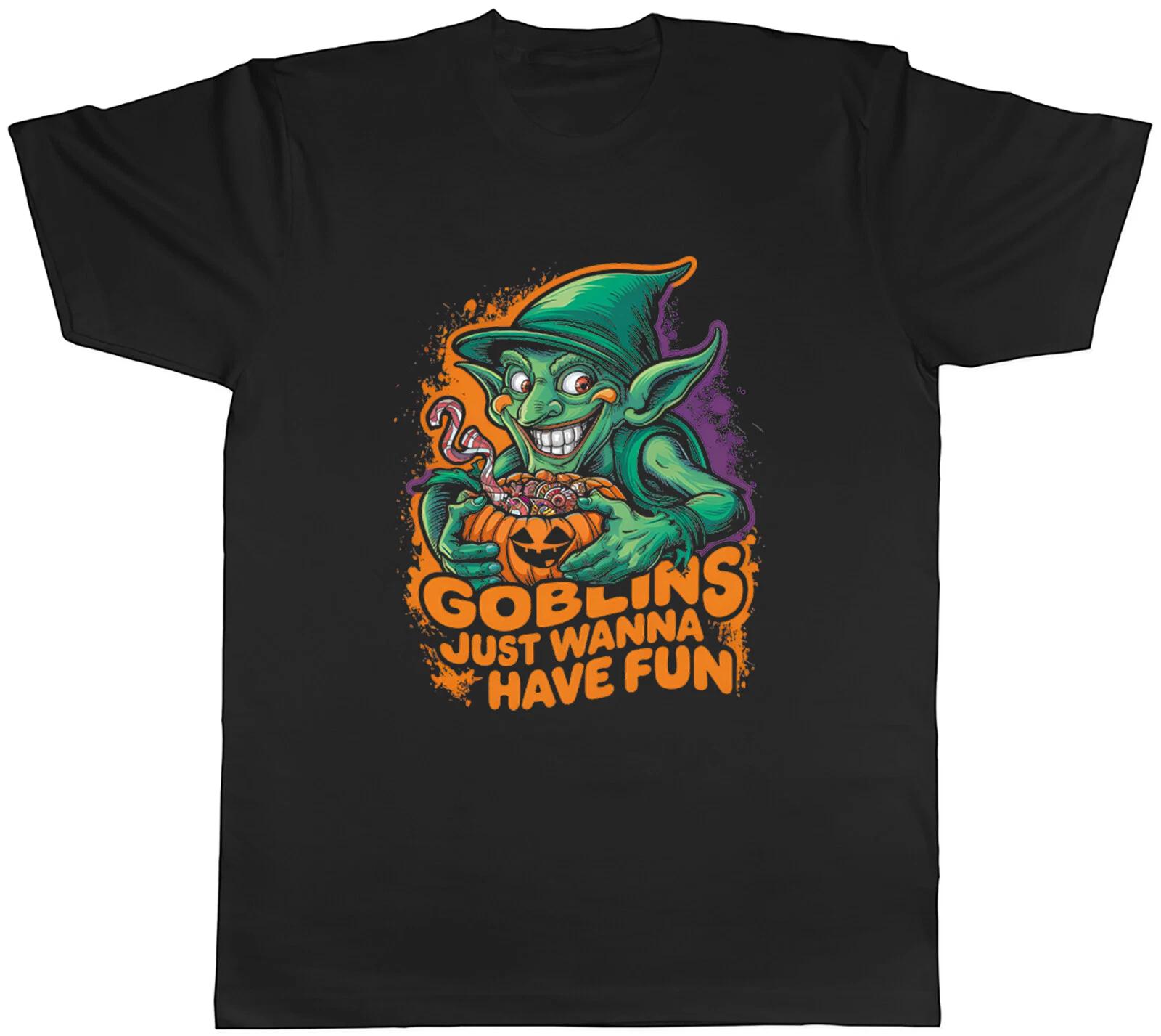 Goblins Just Wanna Have Fun Mens T-Shirt Funny halloween Costume Outfit Tee Gift XS