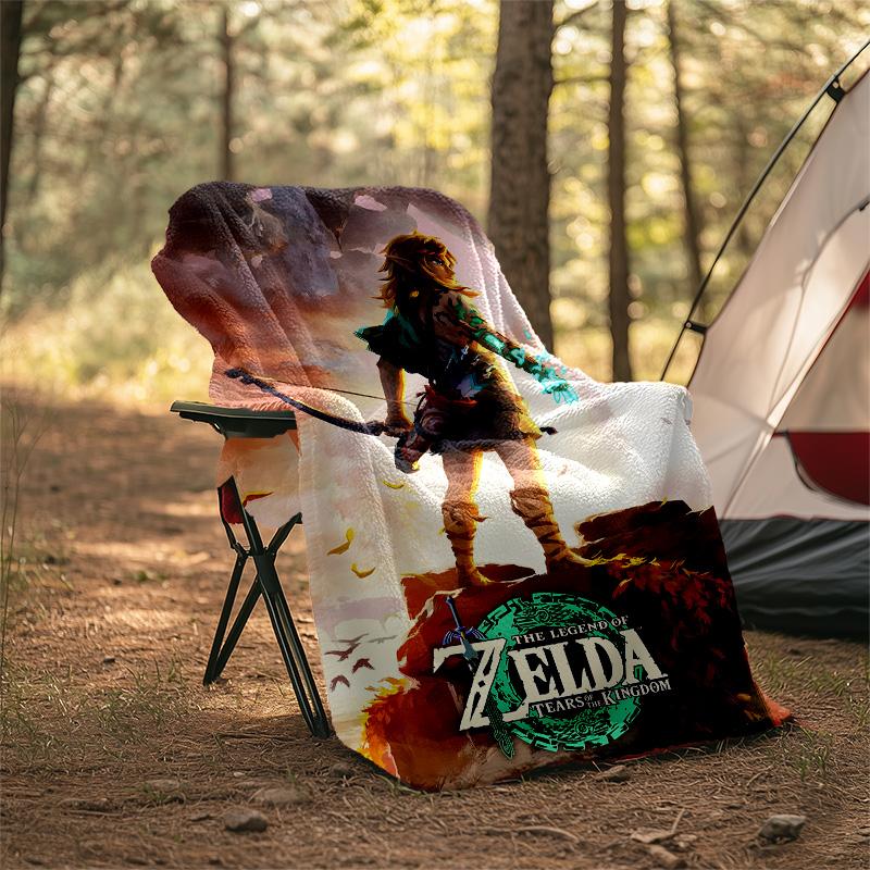 1pc Game Zelda Theme Blanket - Digital Print, Polyester, Cozy for All Seasons, Perfect for Outdoor, and Travel