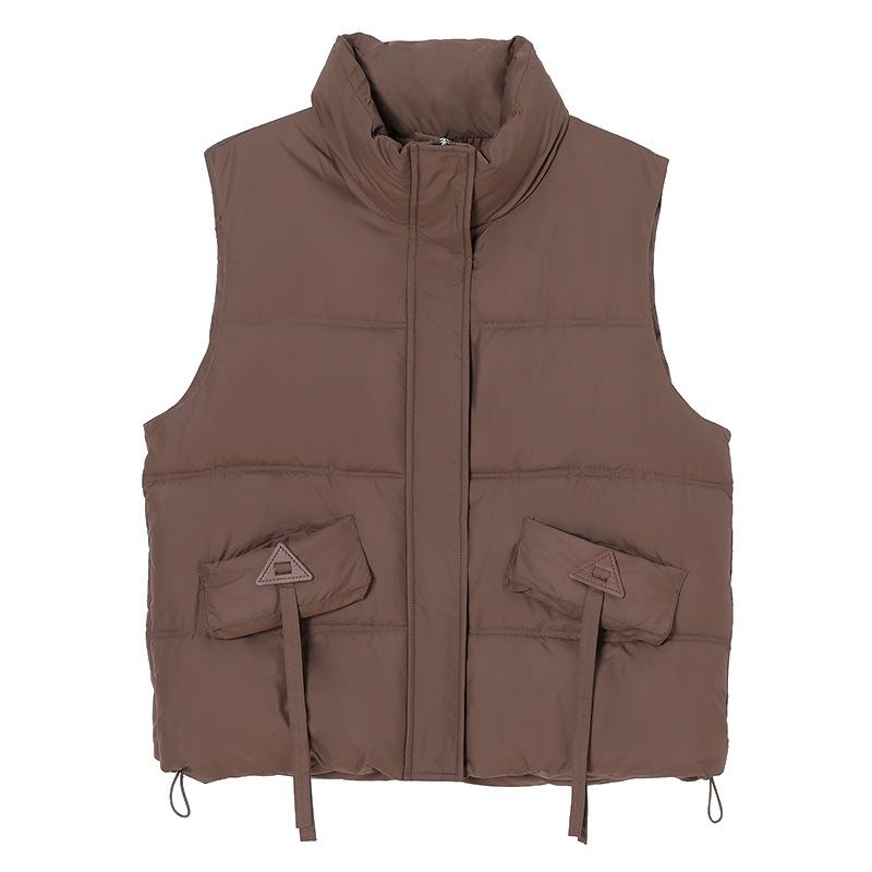 Plus Size Cotton Vest Women's Fall and Winter Loose Stand-up Collar Cotton Undershirt Shoulders Sleeveless Jacket Fashion Waistcoat
