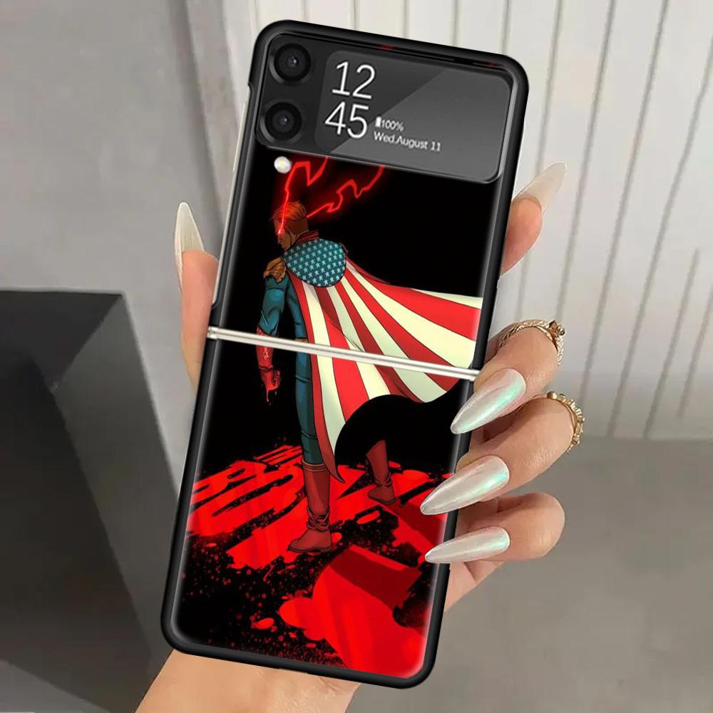 The Boys Homelander TV Hard PC Phone Case For Samsung Galaxy Z Flip 7 6 5 4 3 Black ZFlip7 ZFlip6 Flip5 Flip4 Flip3 5G Print Cov