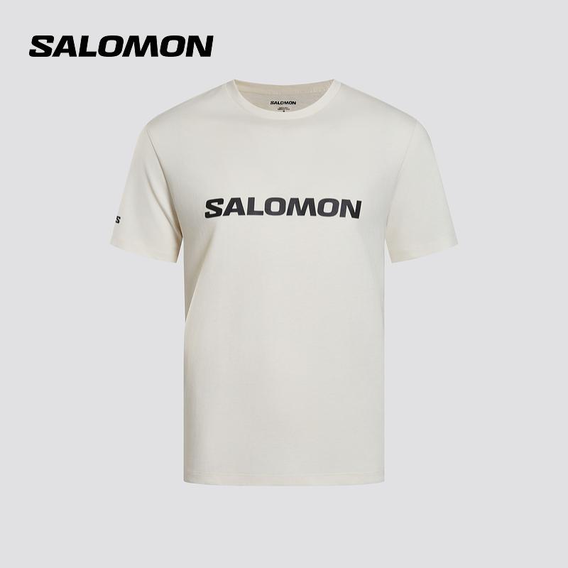 SALOMON Trendy Short Sleeve Gray And White Round Neck T-Shirt Men Tops C26764