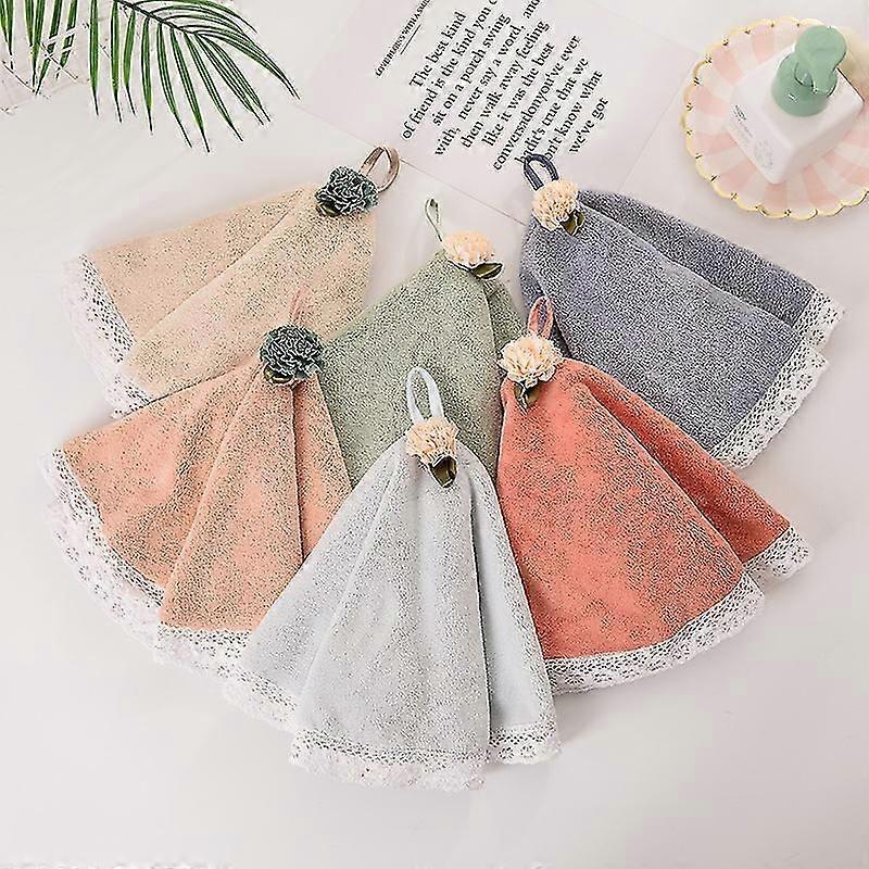 Hand Towels for Bathroom and Kitchen with Hanging Loop - Charcoal Fiber Round Hand Towels, Soft and Absorbent 50*50cm
