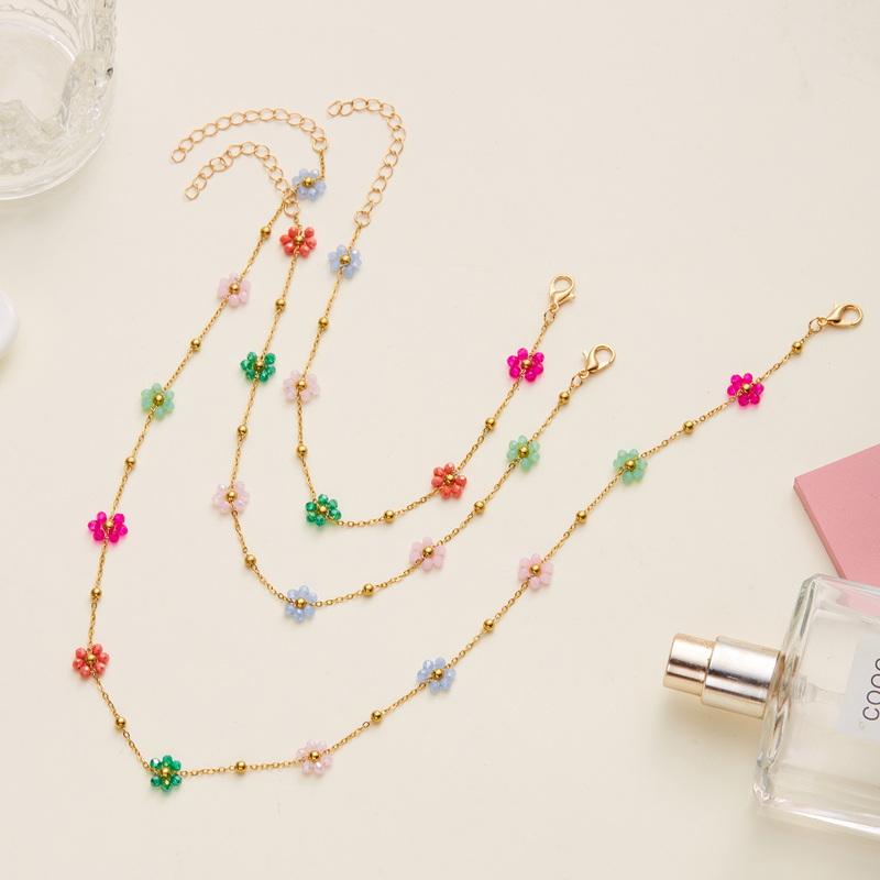 Trendy Red Cherry Pendant Bracelet Set for Women Exquisite Zircon Heart Bracelet Anklet Necklace Wedding Jewelry Party Gift