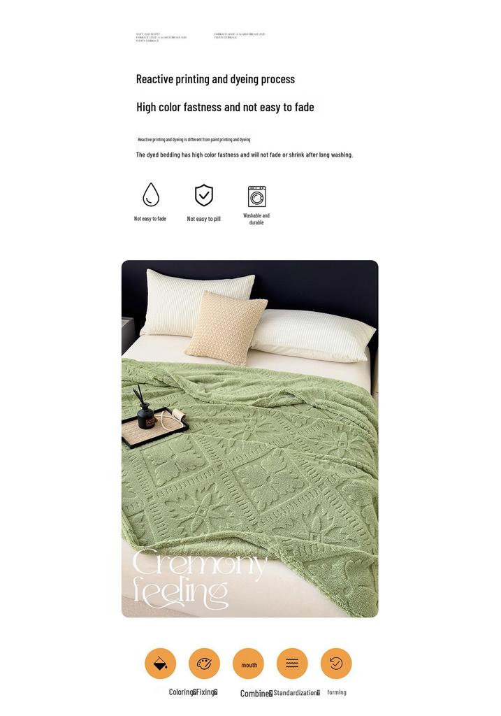 Double-Sided Velvet Cloud Mink Flannel Jacquard Blanket - Multifunctional Throw Gift.