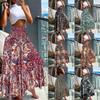 2025 Summer Women's Printed Beach Vacation Long Skirt with Big Hem
