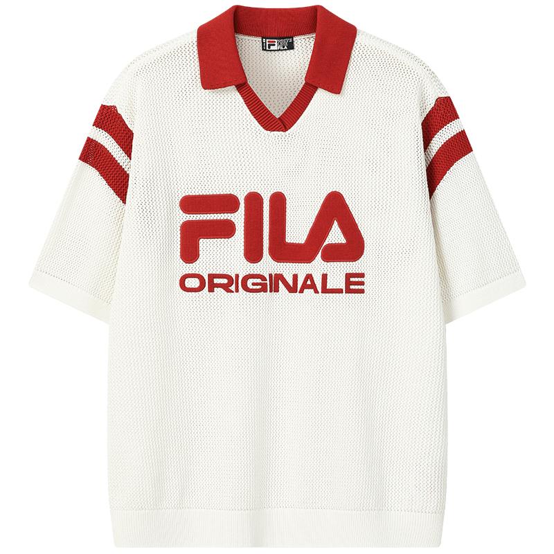 

FILA Women s Color-Block Knitted V-Neck Short Sleeve Top XL