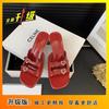 Rhinestone Love Square Head One-word High-heeled Slippers Fairy Open-toed High-heeled Shoes Temperament Thick-heeled Sandals 2025 Summer